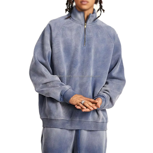 Survêtement lourd personnalisé avec pull à capuche à cordon lavé à l'acide Streetwear vierge vintage solide 100% coton - Product Image 1