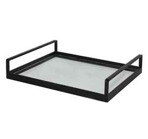 ถาดเสิร์ฟโลหะสีดำทรงสี่เหลี่ยมผืนผ้าดีไซน์หรูหราวัสดุเหล็กขนาดใหญ่คลาสสิกใหม่ - Product Image 1