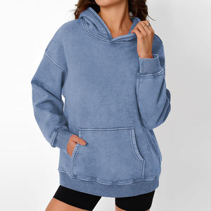 Venta Directa de Fábrica Sudadera con Capucha Lavada al Ácido para Mujer con Logotipo Personalizado Diseño OEM Sudaderas con Capucha Lavadas al Ácido de Alta Calidad Personalizadas para Chicas - Product Image 1