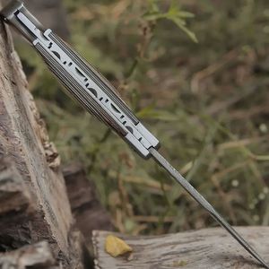 Hecho a mano DIY Damasco cuchillo plegable mango de madera de acero inoxidable caza Camping personalizable OEM precio de fábrica 3 años de garantía - Product Image 2