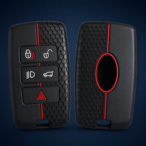 Funda Protectora de Goma Suave para Llaves Compatible con Jaguar XE XF XJ F-PACE F-TYPE Land <span class=keywords><strong>Rover</strong></span> Velar de 5 Botones con Diseño de Panal de Abeja - Product Image 1