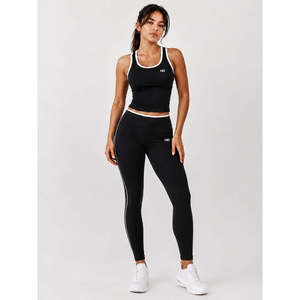 Débardeur dos nageur noir pour femme avec bordure et logo blancs – Vêtement d'été personnalisé avec logo Accelerate Top-Black - Product Image 4
