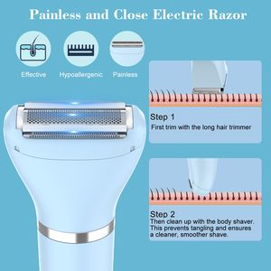 Rasoir électrique pour femmes avec double lame, tondeuse corporelle humide/sèche pour le visage, les aisselles, les jambes, les bras et la zone du bikini, étanche, écran LCD - Product Image 5