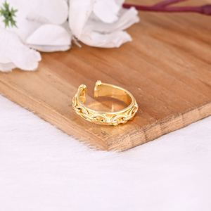 Anneau en laiton simple à la mode, prix de gros, vente chaude, plaqué or, anneaux simples pour femmes, anneau minimaliste réglable, cadeau pour un usage décontracté - Product Image 5