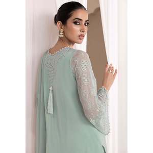 Conjunto de Traje de Mujer en Chifón Bordado con Manga Tres Cuartos, Cuello sin Solapa, Estilo Elegante, Tela Transpirable-PR-842 - Product Image 5