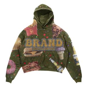 Sweat-shirt à capuche pour homme en molleton 100% coton, coupe classique, haute qualité, hiver, broderie et impression en relief, motifs unis personnalisés, avec poche - Product Image 5