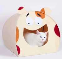 Maison pour chat en feutre PET en forme de tête de chat de dessin animé, abri pliable pour chat, nid d'intérieur pour animaux de compagnie