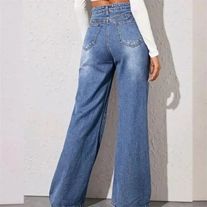 กางเกงผ้ายีนส์ลำลองสำหรับผู้หญิงผ้าคอตตอน100% ดีไซน์ตรงมีสไตล์ติดโบว์ลูกไม้ซักได้ตามต้องการ - Product Image 3