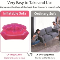 Canapé gonflable rose en PVC transparent personnalisé pour 2 personnes, portable et pratique, fauteuil d'angle gonflable, fauteuil à bascule gonflable