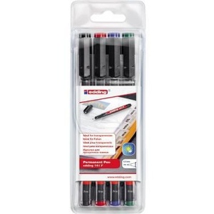 Marcadores de Color EDDING 141 F 0.6mm, Colores Surtidos, No Resistentes al Agua, 4 Piezas/Paquete - Product Image 1