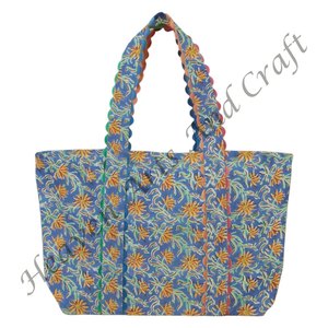 Bolsa de Algodón Orgánico Informal de Moda, Bolsa de Mano con Estampado Bloqueado a Mano, Bolsa de Hombro Personalizada - Product Image 1