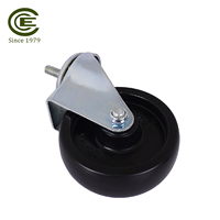 Roulettes pivotantes en acier et polypropylène de 4 pouces avec tige filetée galvanisée 3/8"-16X1"