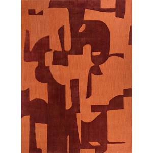 Tapis Rectangulaire en Laine et Viscose Tufté à la Main, Bruit Blanc, Abstrait Bohème pour la Maison et le Couloir, Rouge Orange - Tapis Jaipur Modèle US - Product Image 1