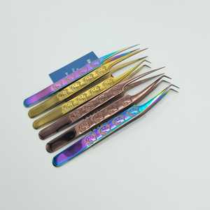 Pinzas de pestañas profesionales de acero inoxidable con diseño de gatito, volúmenes de acabado de plasma para extensiones de pestañas sostenibles - Product Image 2