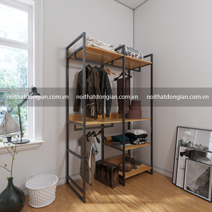 Sturdy Wood Standing Multifunction Iron Clothing Organizer for Wardrobe (130x55x200cm) - Product Image 1