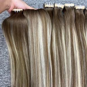 100% extensiones de cabello humano liso natural en color piano cabello crudo vietnamita de un donante en Formato de Cinta - Product Image 1