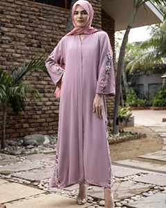 Vestido largo de manga larga Dubai Abaya 2025 Kaftan turco EID ropa islámica modesta Dubai elegante seda brillante Abaya abierta - Product Image 3