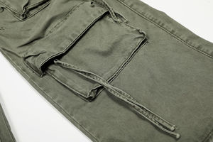 Pantalon cargo pour homme de haute qualité 2025, poche zippée, boutonnière, toile, poche 3D, jambe large, pantalon baggy pour homme, lavé - Product Image 5