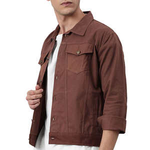 Vestes en jean marron pour hommes de style High Street Prix raisonnable avec manche complète et service OEM - Product Image 2