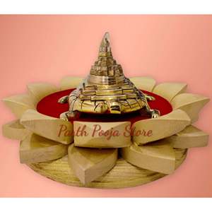 Latón Meru Shree Yantra con Tortuga (Shree Yantra tortuga de 2 pulgadas 5 pulgadas)-Buena Suerte éxito prosperidad regalo - Product Image 1