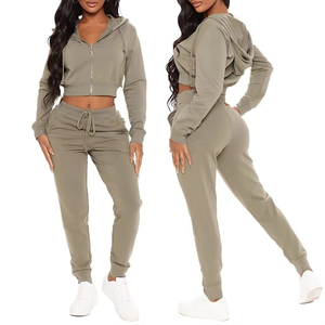 ชุดวอร์มแขนยาวมีฮู้ดสำหรับผู้หญิงชุดวิ่งลำลองแบบมีซิป - Product Image 5