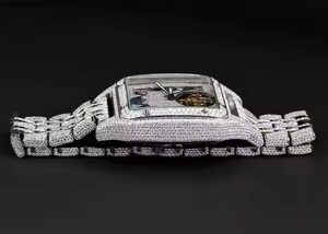 Montre-bracelet en acier inoxydable de style hip-hop pour homme Moissanite VVS Clarity Diamonds Brilliant Cut Quartz 20mm Antique Sport Caractéristiques - Product Image 5