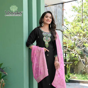 Vaniska Fantasy VOL 1คอลเลกชัน kurta/kurti ของผู้หญิงอินเดียและปากีสถานที่มีการออกแบบผ้าแจ็คการ์ดลายปักขอบ - Product Image 1