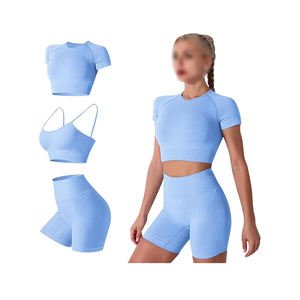 Ensemble de vêtements de sport pour femmes, 2 pièces, solide, pour la salle de sport, le fitness, l'entraînement, vêtements de sport sans couture, ensemble de yoga, vêtements d'entraînement - Product Image 5