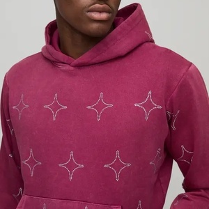 Sweat à capuche pour homme 100% coton, haute qualité, hiver, tissé, ample, entièrement orné de strass, 320g, impression par transfert thermique, anti-plis - Product Image 2