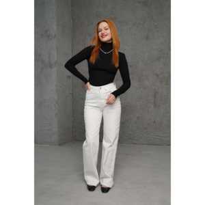 Pull col roulé noir en tricot pour femme avec détails côtelés – Vente en gros - Product Image 4