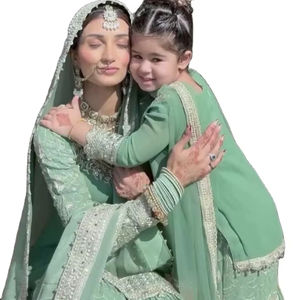 Conjunto de Tres Piezas de Salwar Kameez con Dupatta de Invierno para Mujer Musulmana, Estilo Pakistaní, Tejido de Red Pesada con Imitación de Piel - Product Image 1