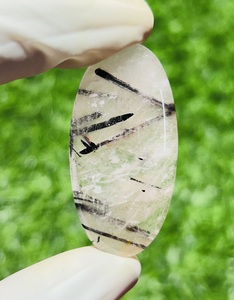 Trimurti Gems AAA+ Quality Natural Black Rutile <b>Quartz</b> Loose Cabochon Custom Sized 4-15g Third Party Certified Healing Gemstone - Product Image 2