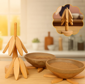 Natural Solid Wood Tree Coaster and <b>Trivet</b> Set | Handmade Heat Resistant Table Mat | Rustic <b>Kitchen</b> & Dining Accessory - Product Image 4