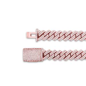 Iced Out Hip Hop Dos filas Forma redonda Moissanite Diamante en plata esterlina Cadena de eslabones cubanos para hombres - Product Image 2