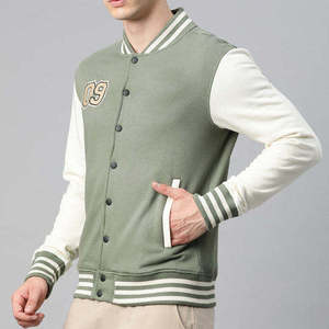 Chaqueta Universitaria de Invierno, Chaqueta Bomber Universitaria de Béisbol para Hombre con Mangas de Cuero y Parches Bordados Personalizados - Product Image 2