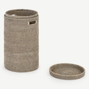 Rattan garbage <b>bin</b> cheapest cost bathroom waste basket <b>with</b> <b>lid</b> eco-friendly container <b>bins</b> - Product Image 5
