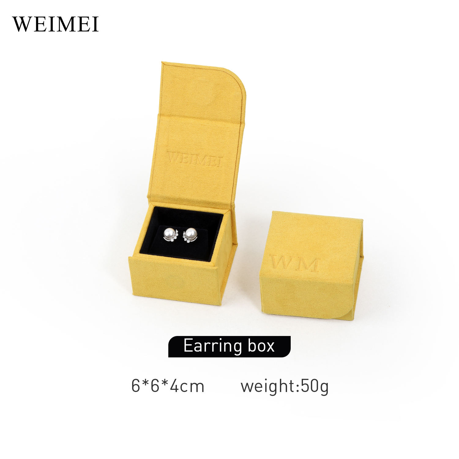 Boîte à boucle d'oreille jaune