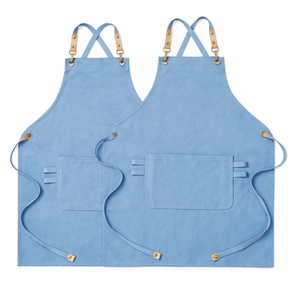 Tablier de travail en toile de coton pour chef, BBQ, pour hommes et femmes, résistant à l'eau, sans manches, avec 1 à 4 poches, pour grillades et cuisson, OEM accepté - Product Image 3