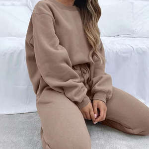 Femmes personnalisé poids lourd coton polaire surdimensionné goutte épaule pull sweat costume sérigraphie femmes survêtements - Product Image 3