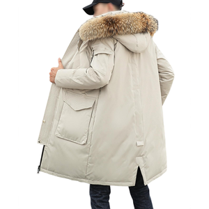 Chaqueta Parka a prueba de viento de invierno para hombre 2025, abrigo con cremallera de Color sólido, capucha extraíble y piel sintética Reversible y informal de talla grande - Product Image 2