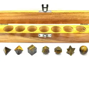 Export Quality Tiger Eye 7 Pieces Sacred Geometry Set For Healing at Wholesale Price for Supplier from India