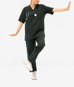 Tenues d'hôpital personnalisées avec logo, pantalons droits respirants d'été, hauts de jogging de haute qualité, blouses d'infirmière unisexes à manches courtes en coton - Product Image 2