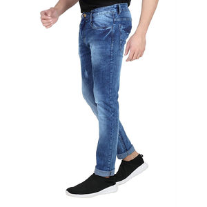 Pantalones vaqueros de moda para hombre, Pantalones rectos personalizados, pantalones vaqueros elásticos apilados, ajustados, estilo Rick, pantalones vaqueros desgastados con lágrimas - Product Image 2