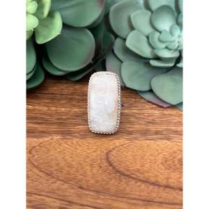 Reda Galvan Rhodium Plated Moonstone & Sterling Silver Statement <b>Ring</b> Size 8 - Product Image 1