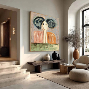 Dipinto a impasto testurizzato <span class=keywords><strong>di</strong></span> un ritratto <span class=keywords><strong>di</strong></span> donna, quadri moderni <span class=keywords><strong>di</strong></span> nature morte, arte decorativa dipinta a mano, decorazione per soggiorno - Product Image 5