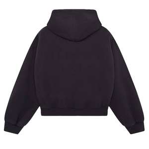 OEM Streetwear cagoule à capuche Boxy Heavyweight Full Zip up Hoodies Logo personnalisé recadrée épais sweats à capuche unis unisexe - Product Image 5