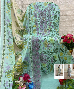 Salwar Kameez de Algodón Puro para Mujer, Estilo Informal con Parches, Semi Lawan Dupatta de Algodón/Chifón, para Bodas y Fiestas, para Todas las Temporadas - Product Image 1