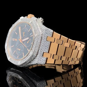 Reloj de Pulsera Analógico de Lujo para Hombre, Hecho a Mano con Diamantes Moissanite, Claridad VVS, Movimiento ETA, Escala Mixta, Estilo Hip Hop - Product Image 3