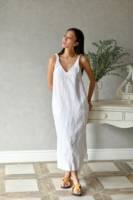 Robe en lin blanc, style spaghetti, mi-longue, sans manches, style estival, robe longue en lin blanc, robe en lin cami, vêtements de plage