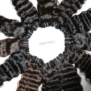 Naturel Remy brut non transformé vietnamien cheveux en vrac lâche vague profonde Style Super Double dessiné ondulé noir faisceaux en gros vierge - Product Image 2